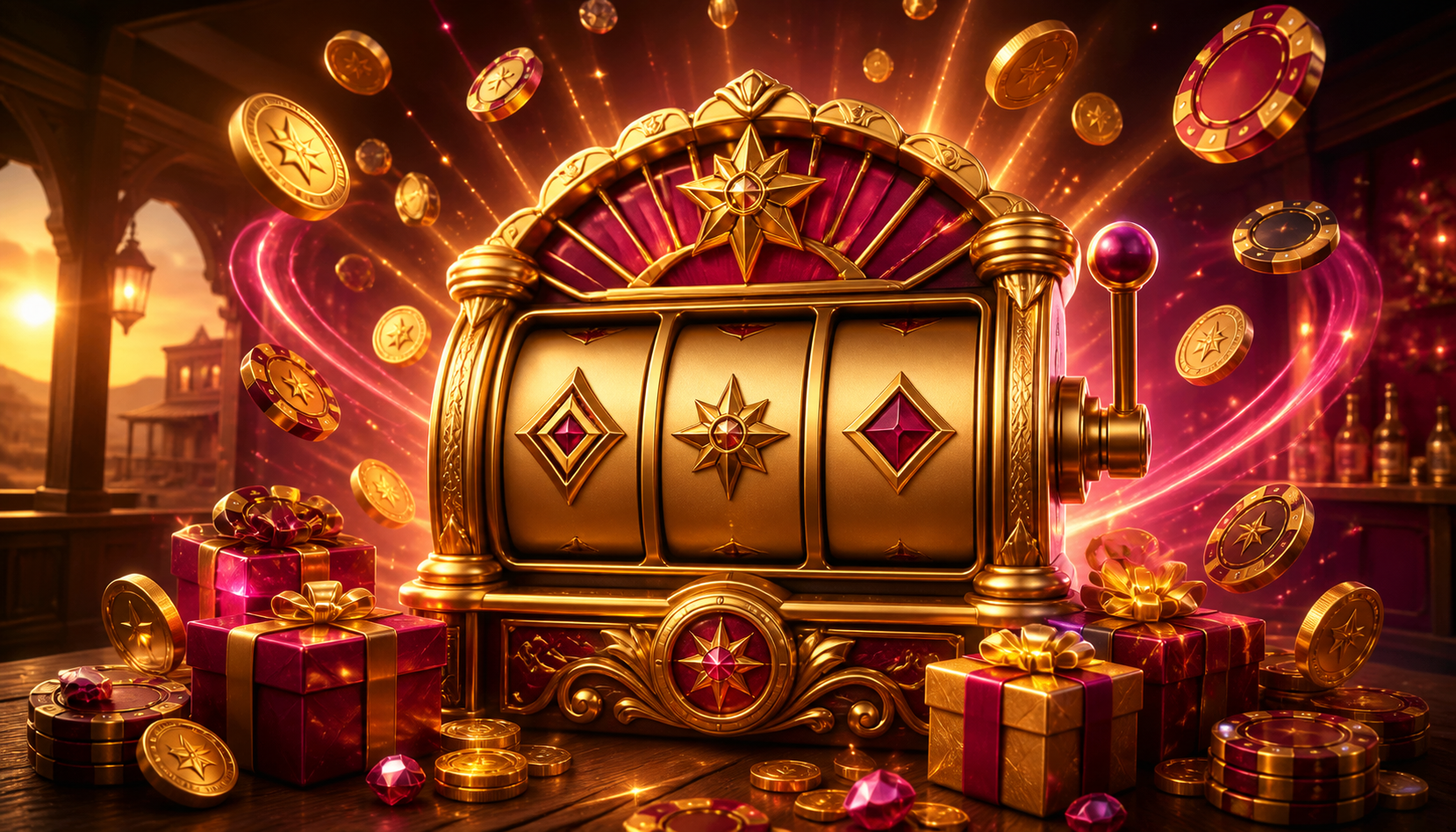 Lucky Lanterns reels with stacked symbols and a glowing bonus meter